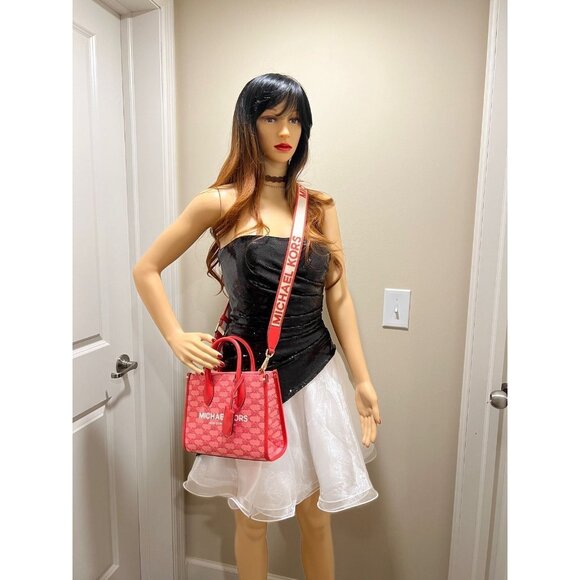 Michael Kors tote mirella small shopper top zip handbag crossbody bag Grapefruit - Picture 12 of 12